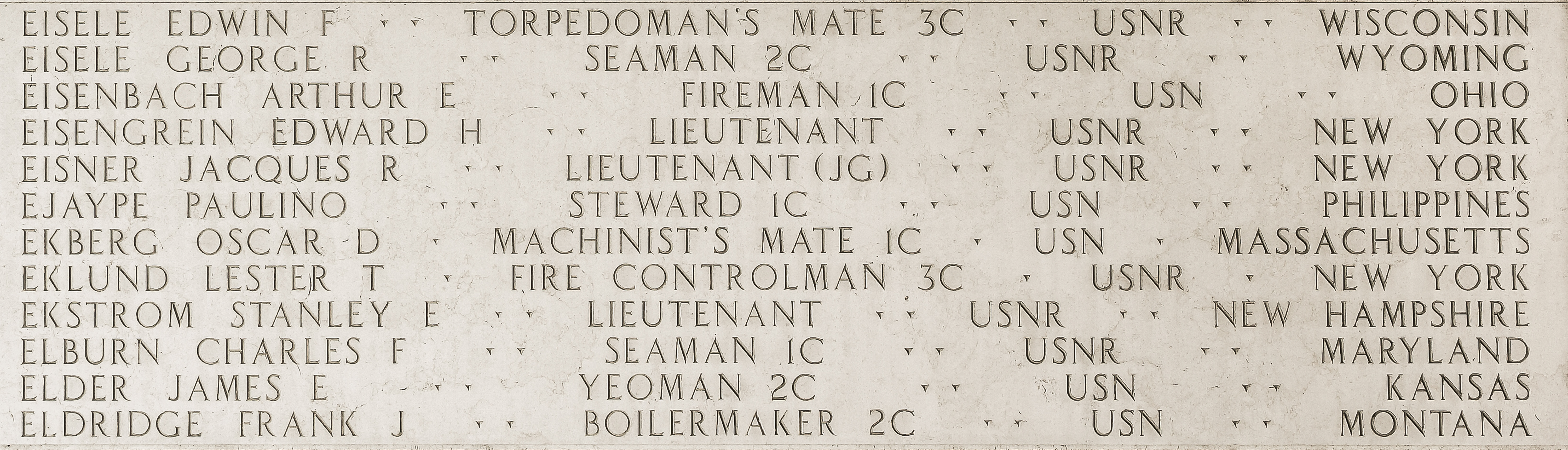 Frank J. Eldridge, Boilermaker Second Class